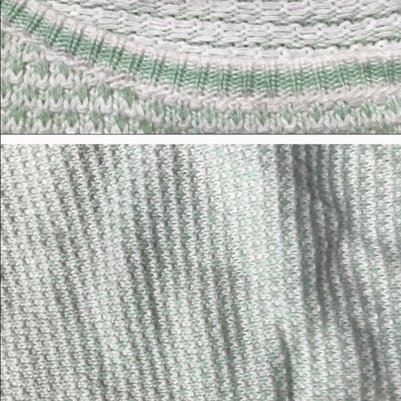 J. Crew Mint and White Scoop Neck Sweater- M - Picture 2 of 2